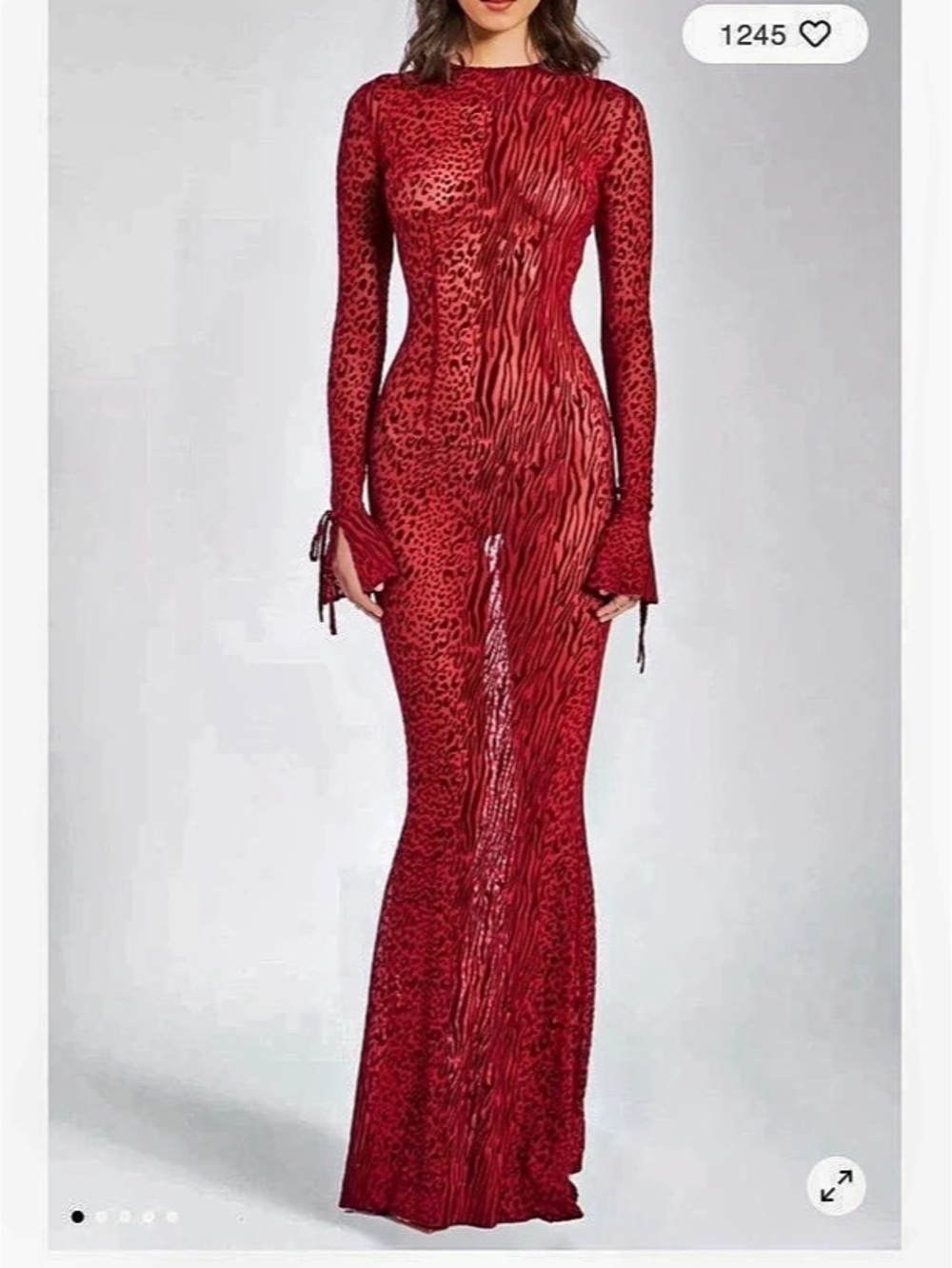 UO MRKT Mirsa Circle Animal Print Maxi Dress in Red New